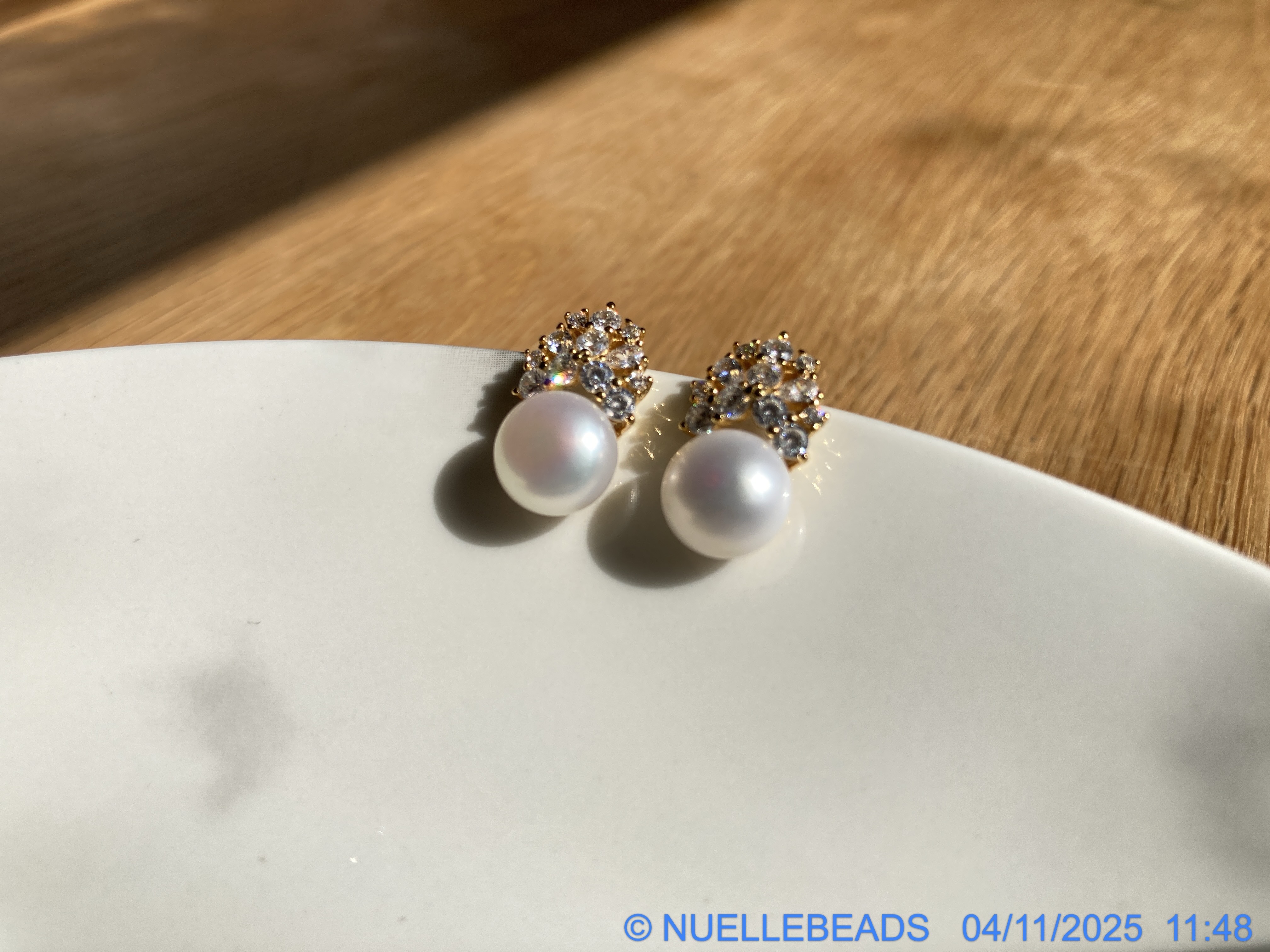 Pearl stud with cz accents
