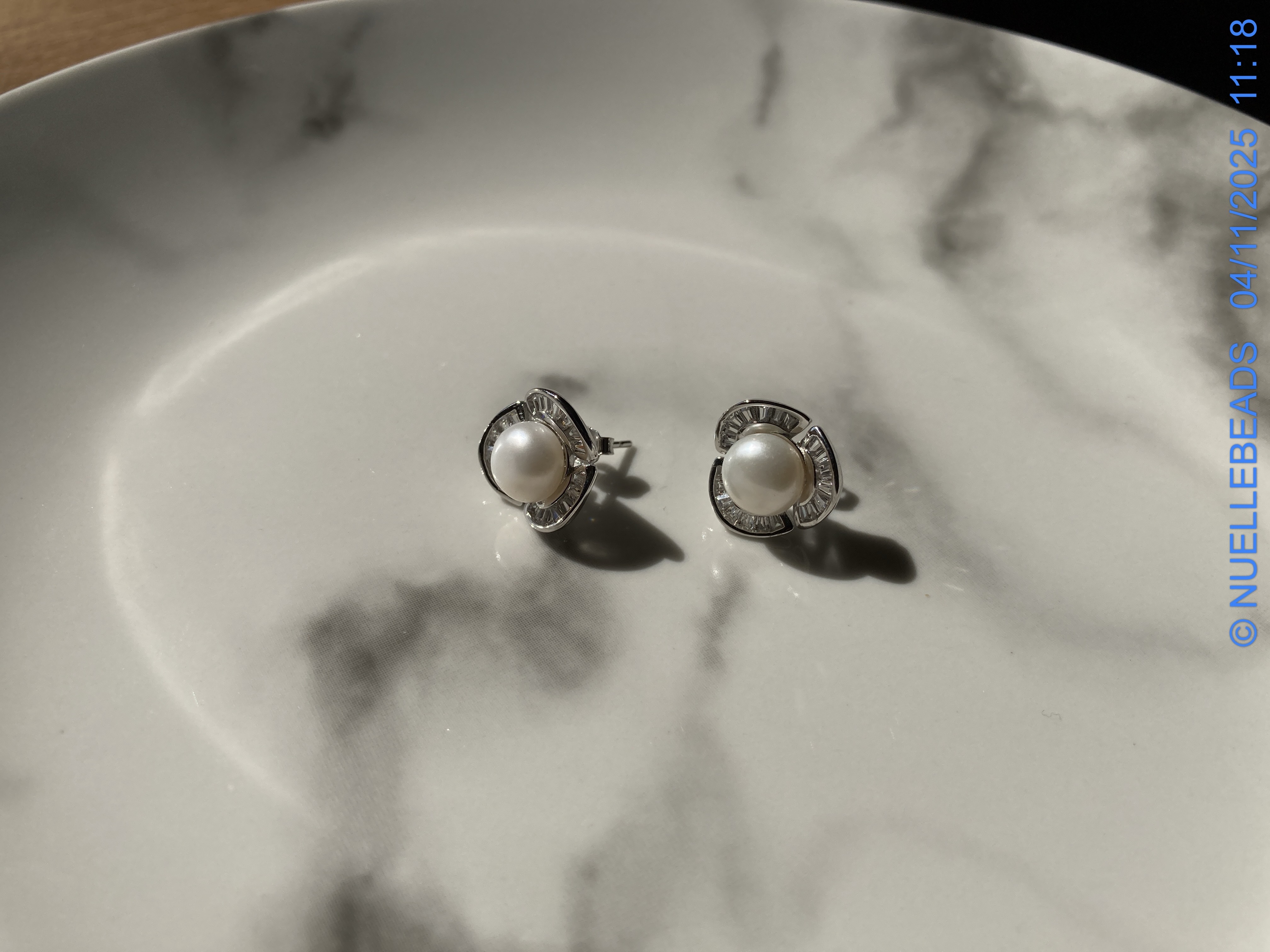 Rose Flower pearl studs