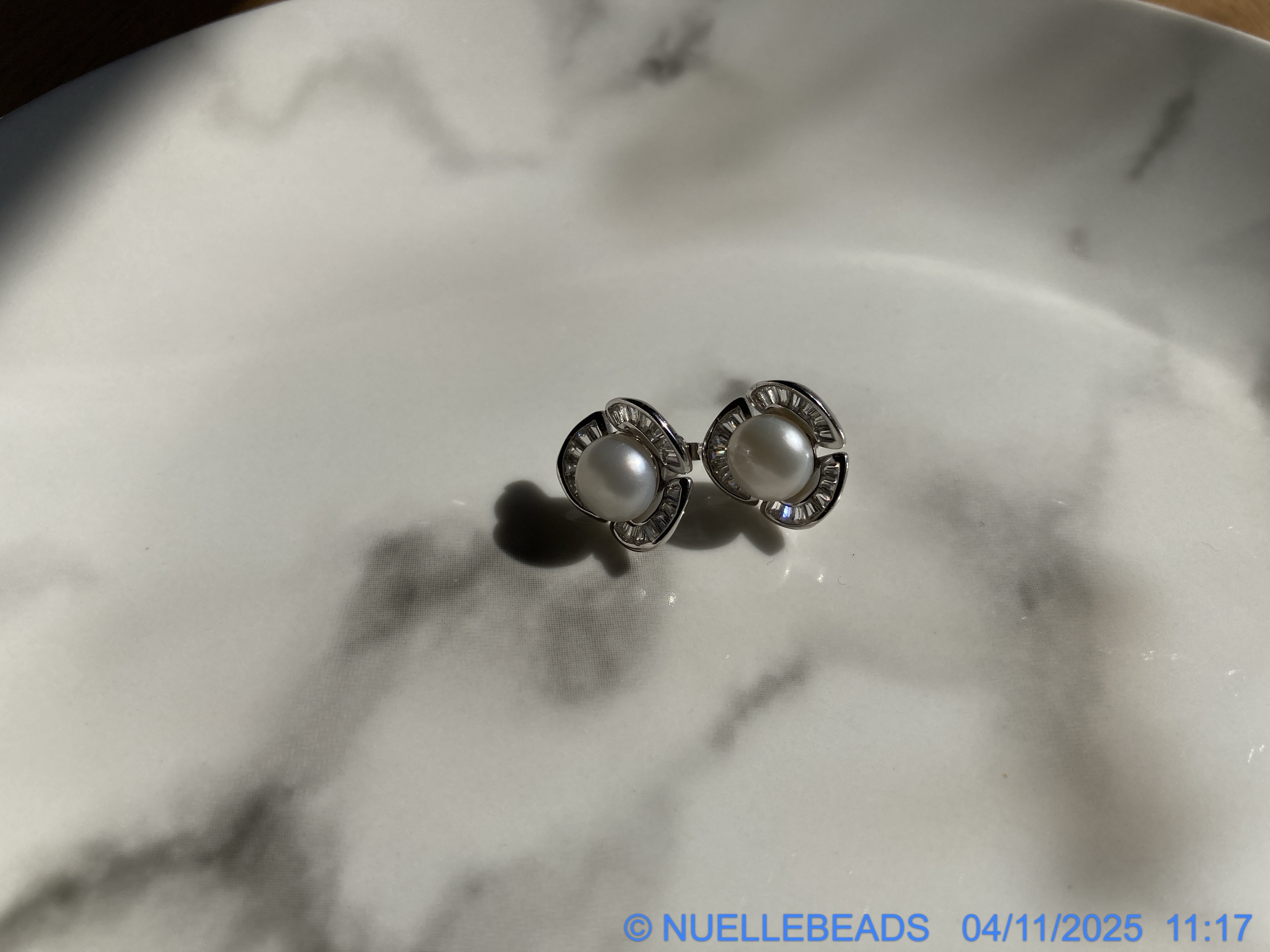 Rose Flower pearl studs